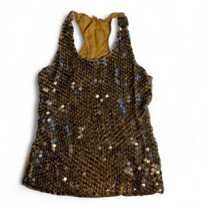 Sequin Embellished Gold Tank Top